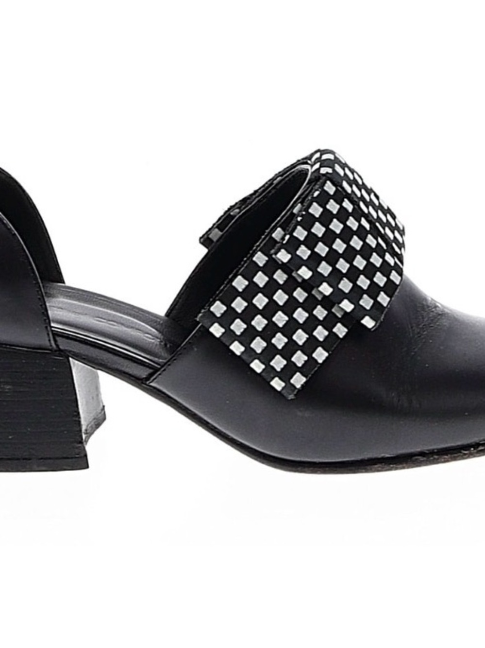 Black Women's Slip-On Mule with Decorative Silver Stud Strap